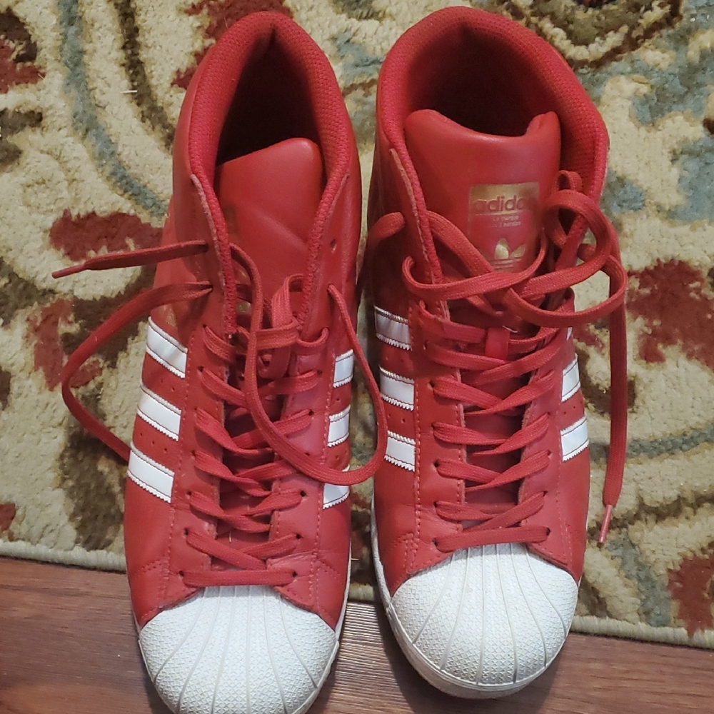 Adidas Red and White Sneakers